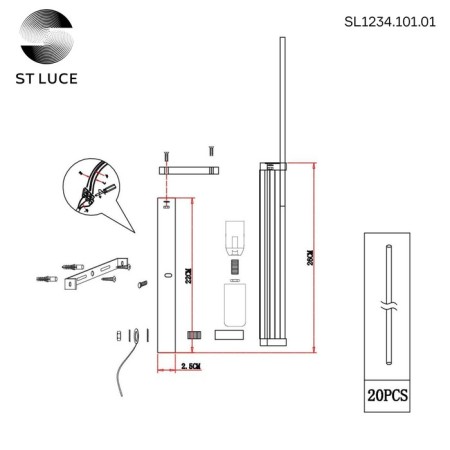 Sconces st. SL1234.101.01. Cosenza. 1x60 W, E14, 20x26 cm, Nickel color-5