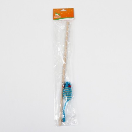 Domesticon with a shiny mouse on a wooden handle, blue-3
