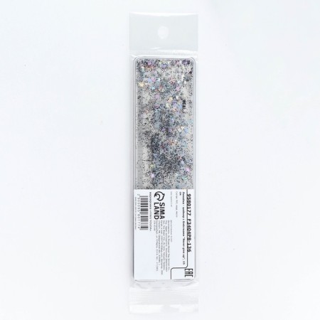 Ruler - shaker with sparkles "Never Give Up", 15 cm-4