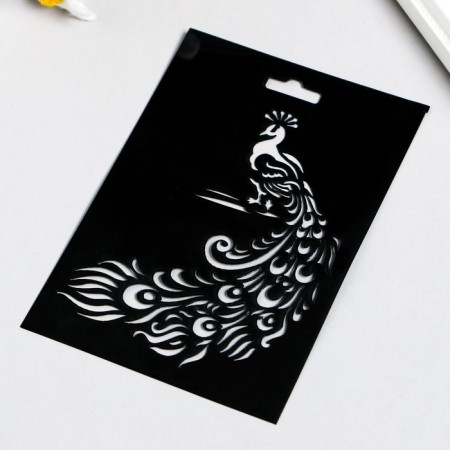 Plastic stencil "Peacock" 14x9.5cm-1
