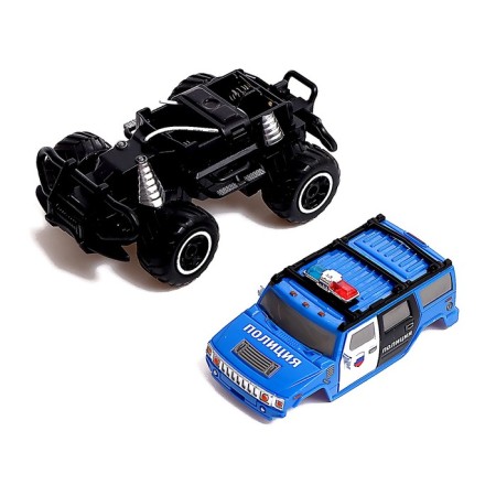 Radio -controlled jeep "Police", works from batteries, blue color-3