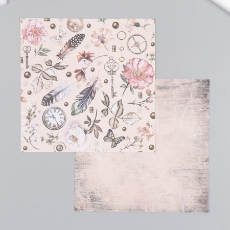 A set of paper for scrapbooking 12 sheets 12 designs "Vintage Letter" 160 grams 15.2x15.2 cm-2