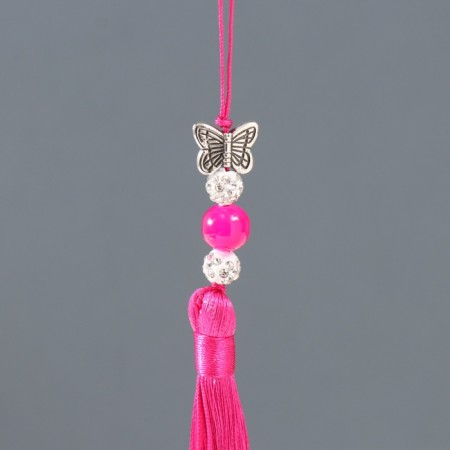 Suspension Textile, metal "Butterfly" fuchsia 1x1.2x16.5 cm-2