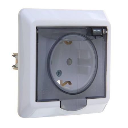 Roset SE "Study", 16 A, 250 V, built-in, with salary, curtains, lid, IP44, white, PC16-0444b