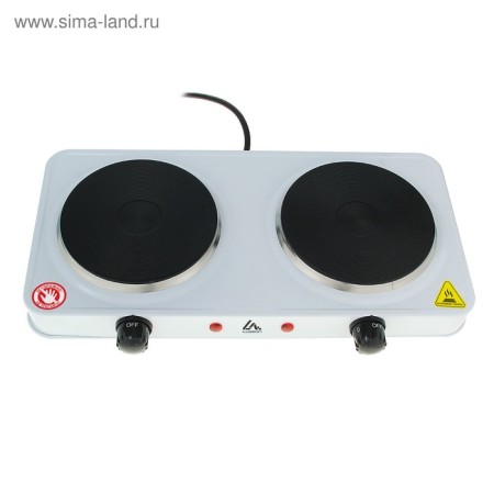Electric tile Luazon LHP-005, 2 burners, 2000 watts, heater disk, white-3