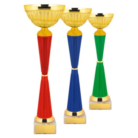 Cup with a metal bowl, marble base, h = 36.5 cm, color gold, red