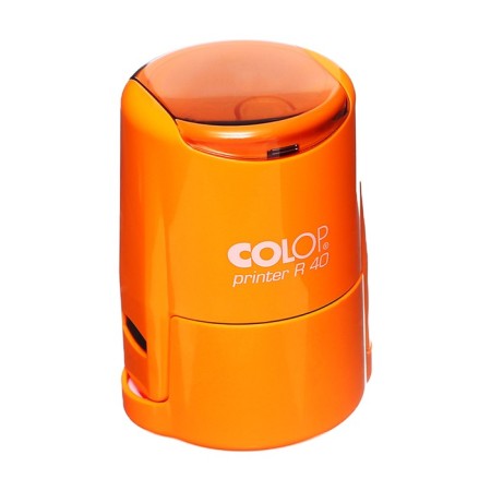 Equipment for round printing Automatic Colop Printer R40, diameter 41.5 mm, with a lid, orange neon case-7
