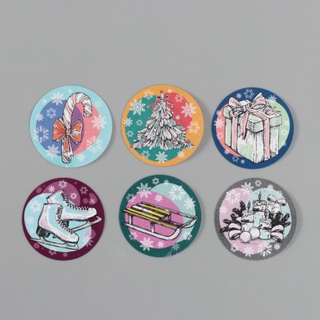 Stick Paper "Drawn New Year" d = 2.5 cm 252 pcs in the roll-4