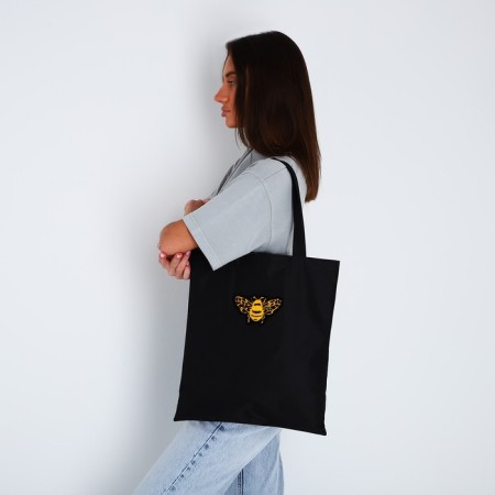 Textile chover with embroidery Bee, 40x35 cm, black-11
