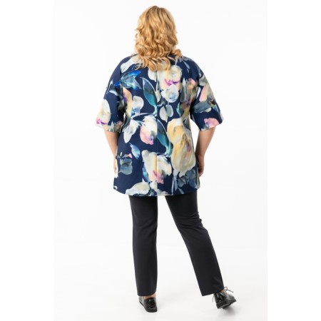 Female blouse, size 52, blue, beige color-2