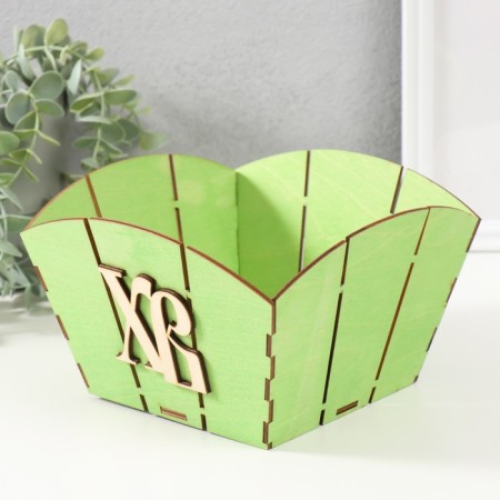 Easter basket Easter "XV" 19x19x12 cm, light green-2