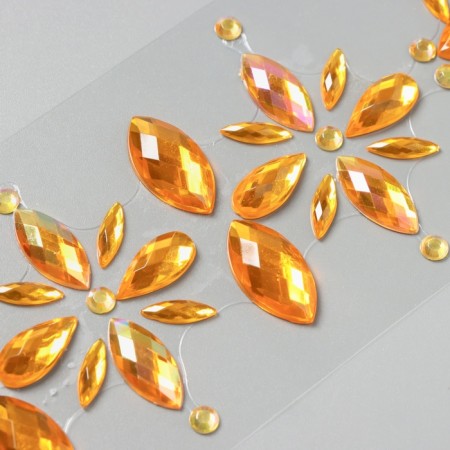 Stick plastic rhinestones "Flowers" yellow 25x8.5 cm-2