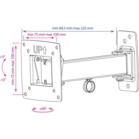 Kromax Optima-103 Black 10 "-28" Max.25kg. Wall rotary-liking 10047-2