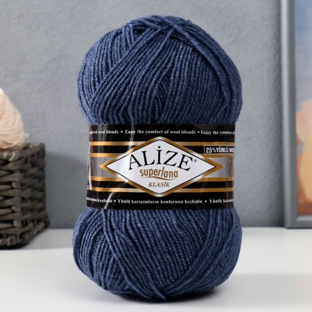 Yarn "Superlana Klasik" 25% wool, 75% acrylic 280m/100g (203 jeans Melange)