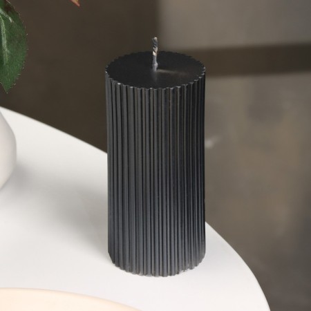 Candle-cylinder with faces, 5x10 cm, wet asphalt, 6 hours-1