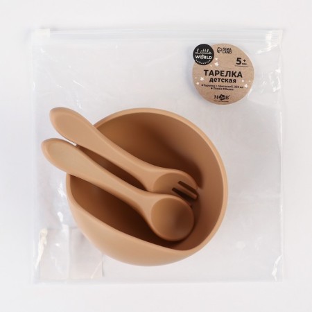 Baby plate on a suction cup and cutlery, m & b, beige-4