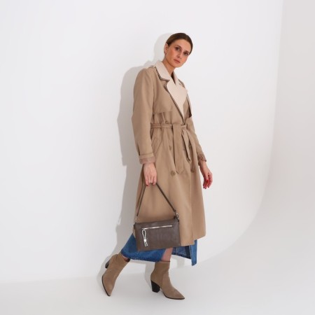 Bag Cross-Bodi with a zipper, khaki color-7