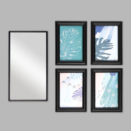 Photo frame in 4 photos 10x15 cm+mirror "Reflection" Black set 5 pcs 31x41 cm-5