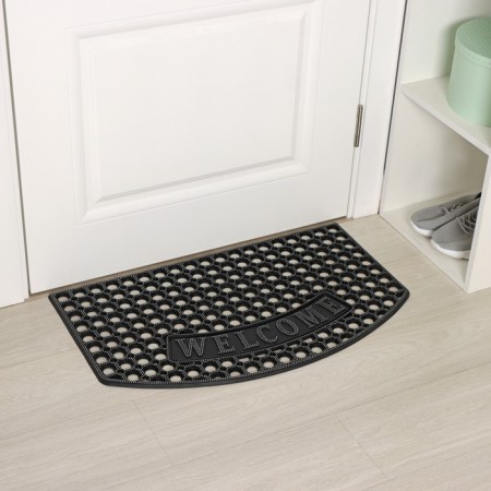 Rug of the groomed cellular share "Welcome", 43 × 73 cm, black color-7