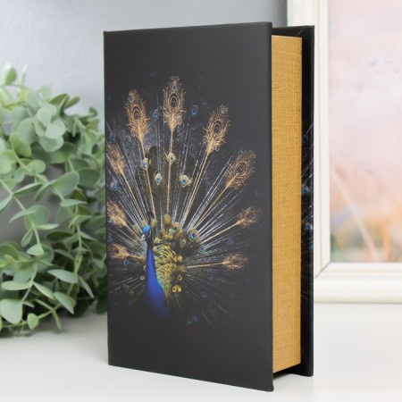 Safe-book wood to the leatherette "Peacock" 21x13x5 cm-1