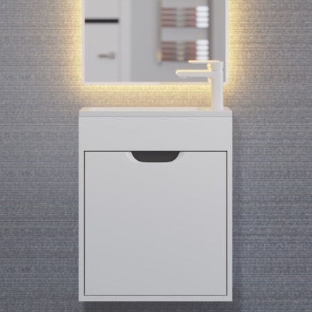 Tumbling under the Uperwood Modul sink, 50 cm, suspended, matte, white/graphite-1