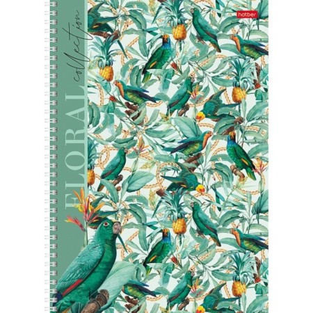 A4 notebook, 80 sheets in a cage on the crest of Floral Collection, covered Cardboard, matte lamination, block 65 g/m2, 4v mix-3