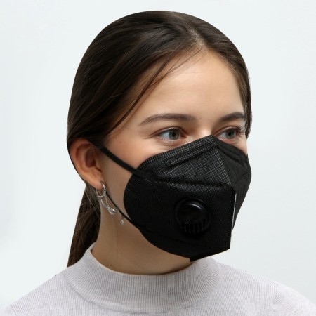Respiratory mask Safety, six -layer, with a valve, with a coal filter, 5 pieces in packaging, black-6