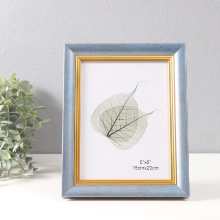 Photo frame plastic 15x20 cm "Gabriel" blue with a gold stripe 2.2x19x24 cm