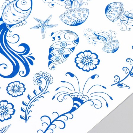 Stick plastic interior color "Pisces and jellyfish" blue 60x30 cm-2