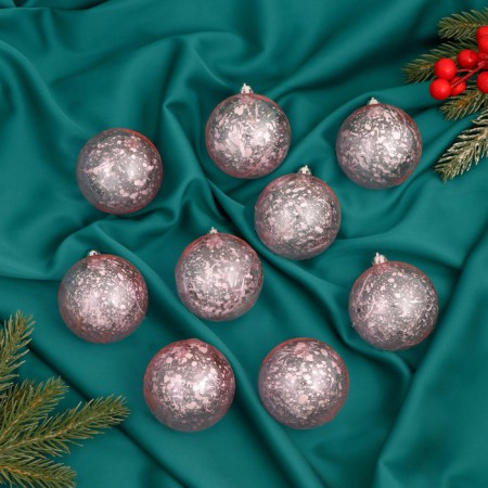 Set of balls plastic D-6 cm, 9 pcs "Jenna Transparent" pink