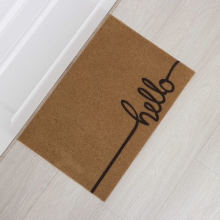 Rug -shaped shallow Hello, without edging, 40 × 60 cm, beige color-1