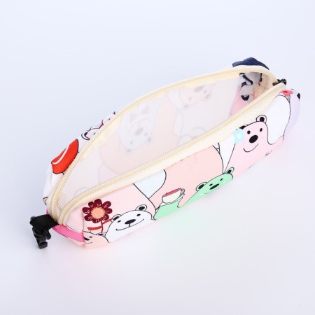 School backpack from textiles on lightning, 3 pockets, pencil case, pink color-9