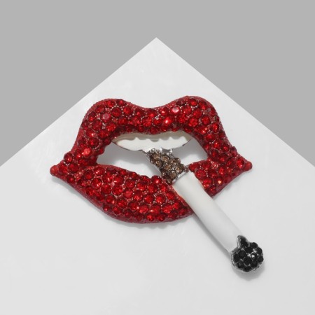 Brooch "Lips" 18+, colored in silver-2