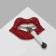 Brooch "Lips" 18+, colored in silver