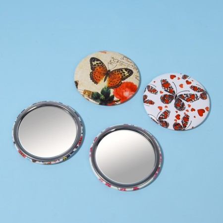 Mirror "Butterflies", D 7.5 cm, artificial leather, Mix drawing-4