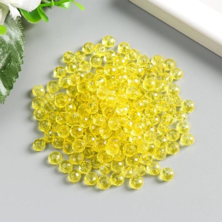 Beads for creativity plastic "Crystal with yellow faces" set of 20 grams 0.4x0.6x0.6 cm-1