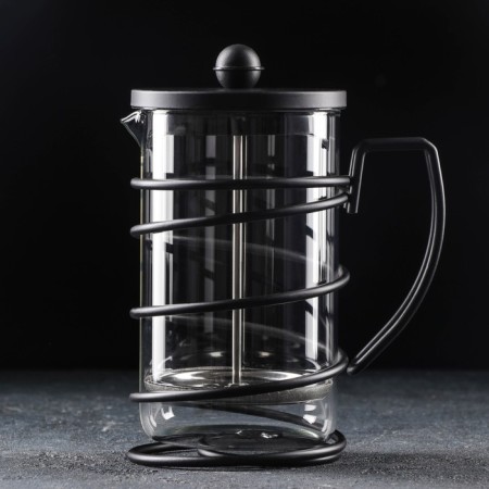 Know -hand teapot French - press "Loft", 800 ml, glass, glass, black color