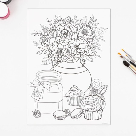 Coloring with watercolor "Still lifes", A4-5