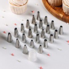 A set of pastry troops, d = 1.5 cm, nozzles 23 pcs, adapter 1 pc, mix
