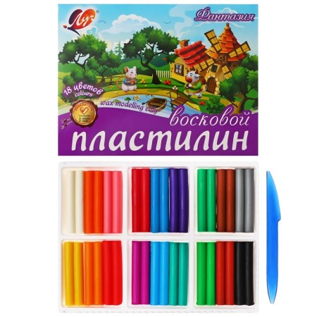 Plasticine soft (wax), 18 colors, 270 g, "fantasy", with a glass, mix
