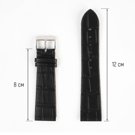 Watch strap, male, 22 mm, harness 75 mm, larynx 115 mm, genuine leather, black-3