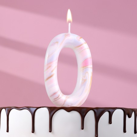 Candle in the “White Marble” cake, number “0”, giant, 9 cm