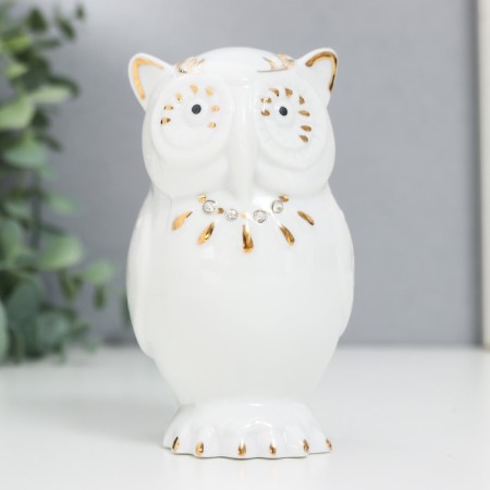 Souvenir Ceramics "Sunny Owl" White with rhinestones 9.3x5x5.4 cm