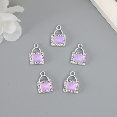 Decor for creativity metal, rhinestones "handbag" lilac 1.7x1.2 cm-2