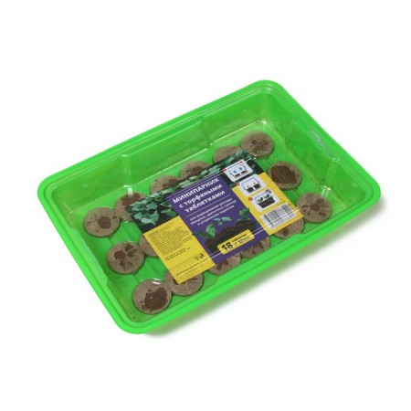 Mini-Pirate for seedlings: peat tablet D = 4.2 cm (18 pcs.), Greenhouse 36 × 25 cm, green-5