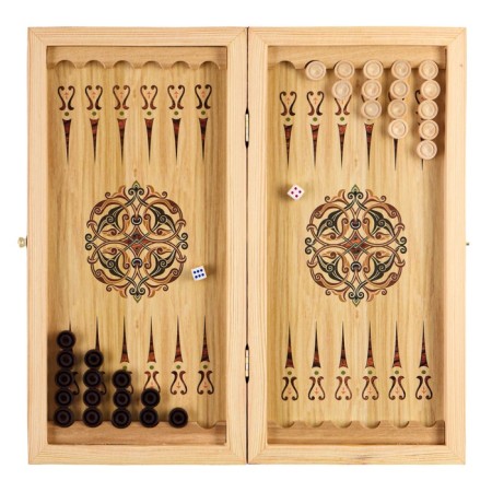 Wooden backgammon with checkers, board game "Dog", 40 x 40 cm-2