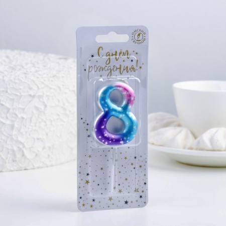 Candle for cake the number "8", space, 5.5 cm, 16 minutes-1