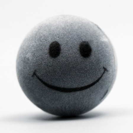 Velvet toy with a squeak "Smile", 4 cm, gray-1