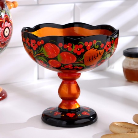 Candy "Strawberry", carved, Khokhloma