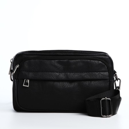 Male bag over the shoulder, artificial leather, black color-1